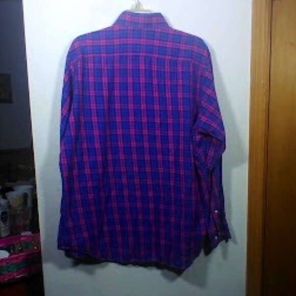 Tailorbyrd Button Down Shirt XL Plaid Pink & Blue Long Sleeves 100% Cotton - Picture 3 of 9